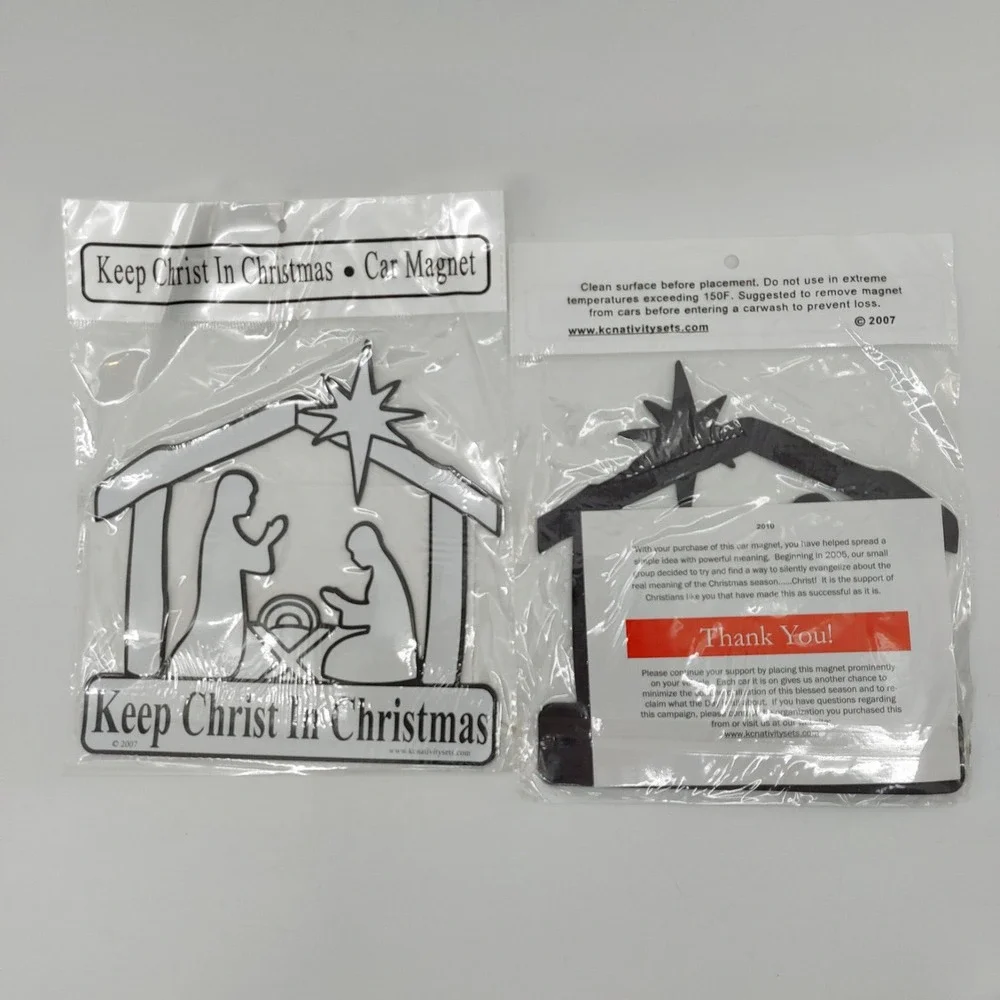 Lot of 2 Vehicle Magnet of Holy Family Keep Christ in Christmas